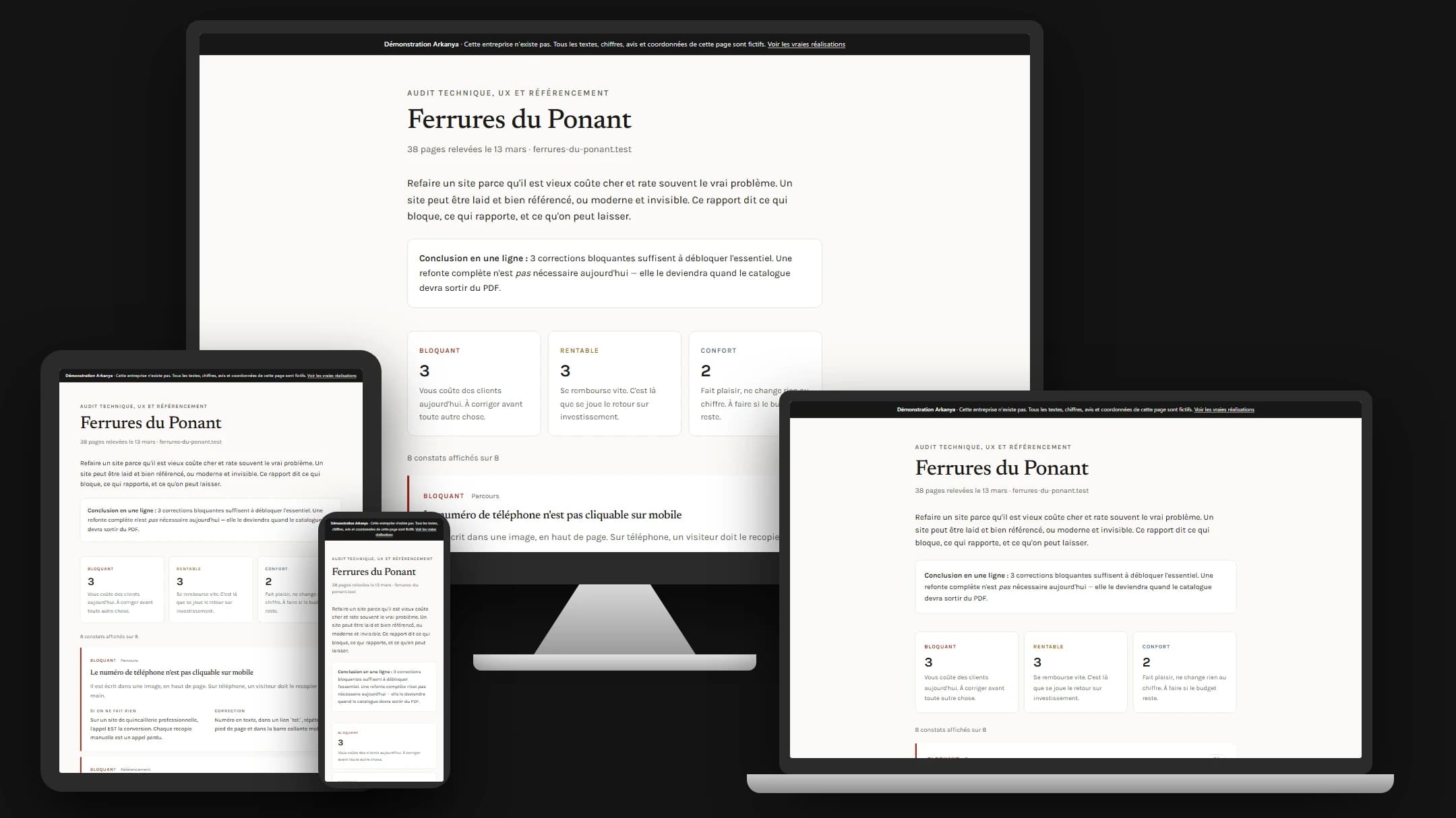 Audit technique avant refonte — écran principal