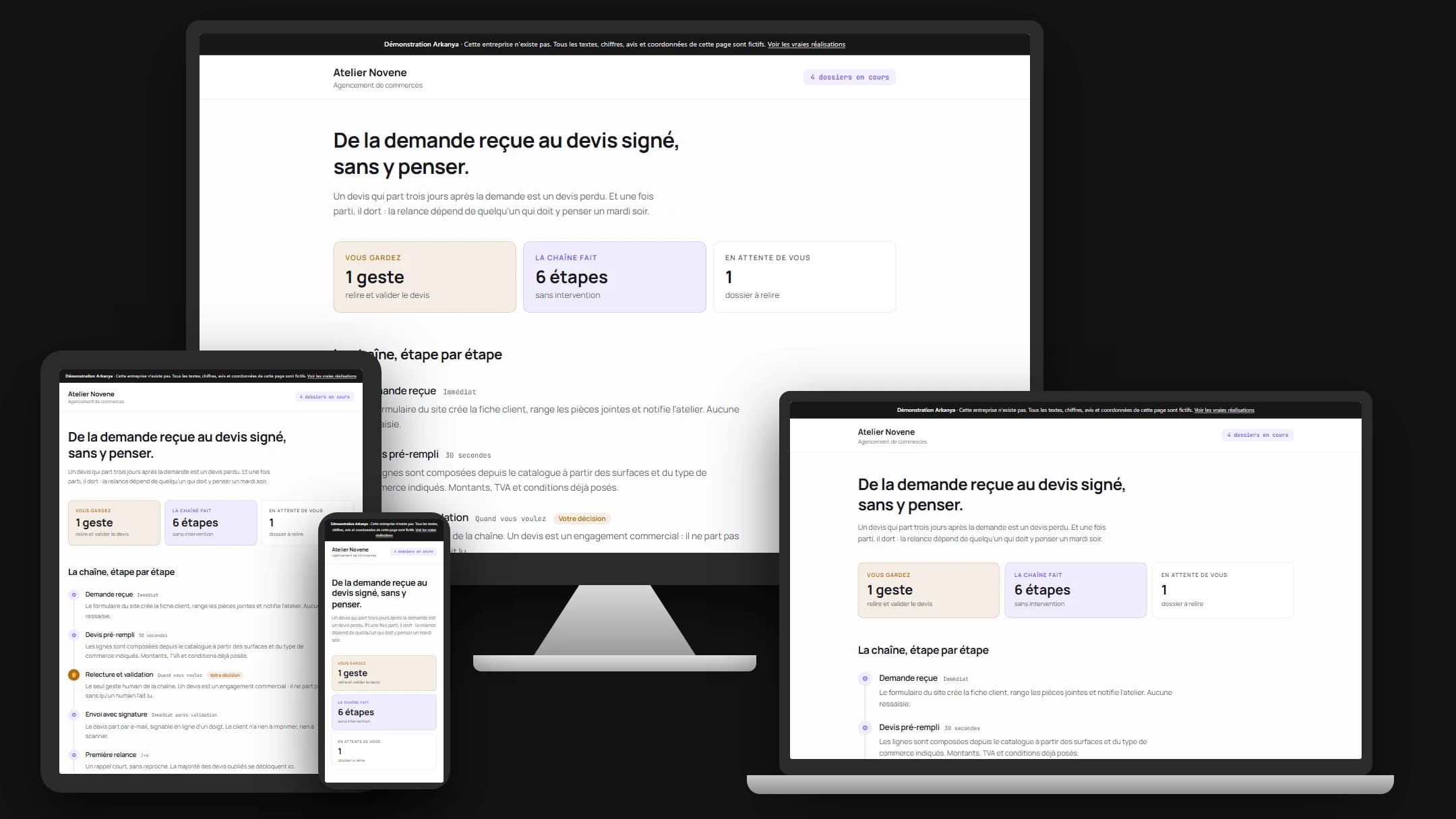 Devis et relances automatisés — écran principal