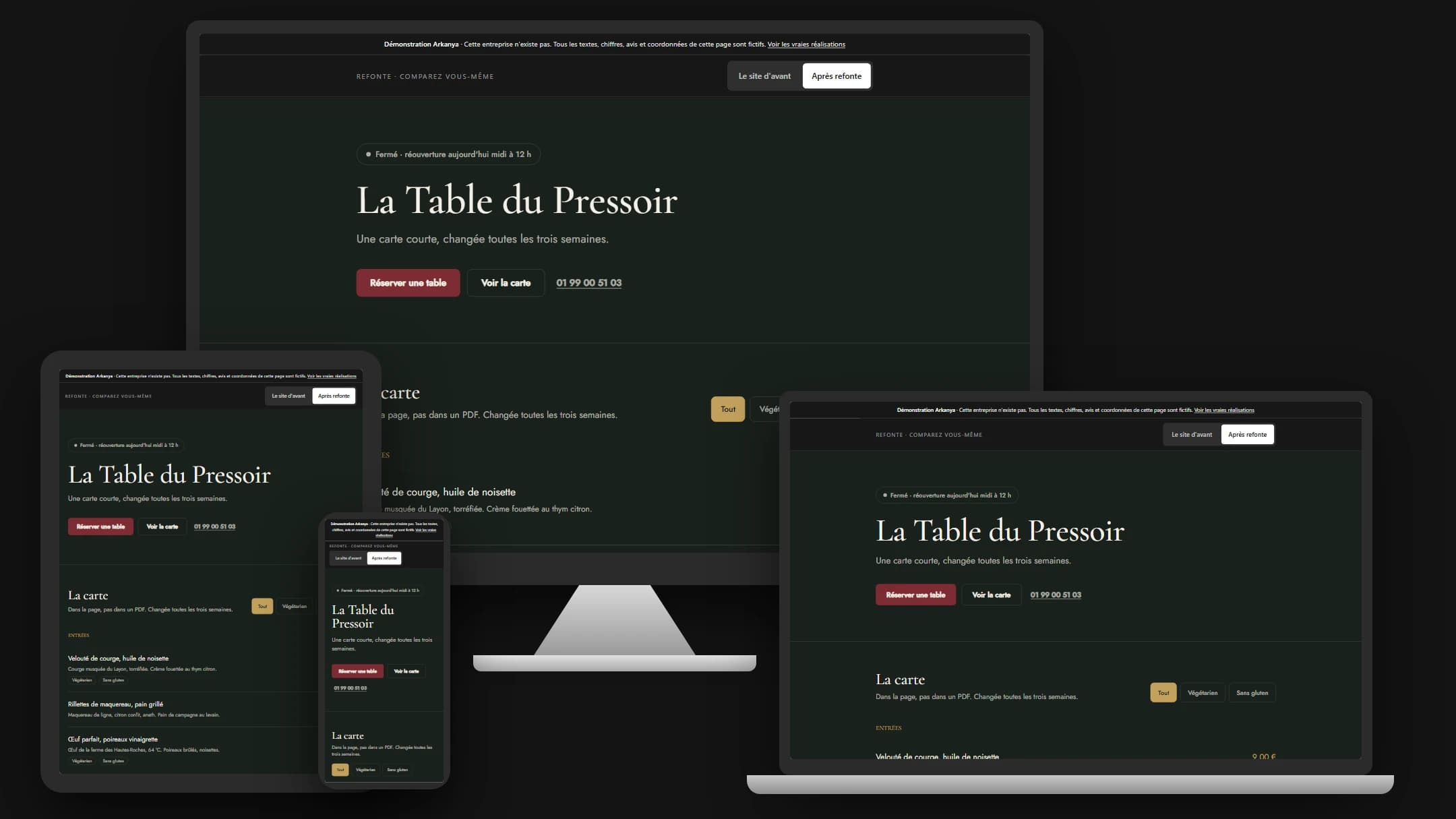 Restaurant — écran principal